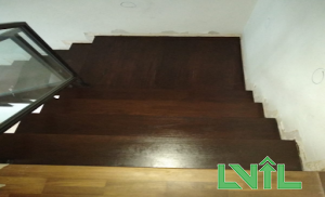 Burmese Teak Wood Stairs with Dark Walnut Varnish